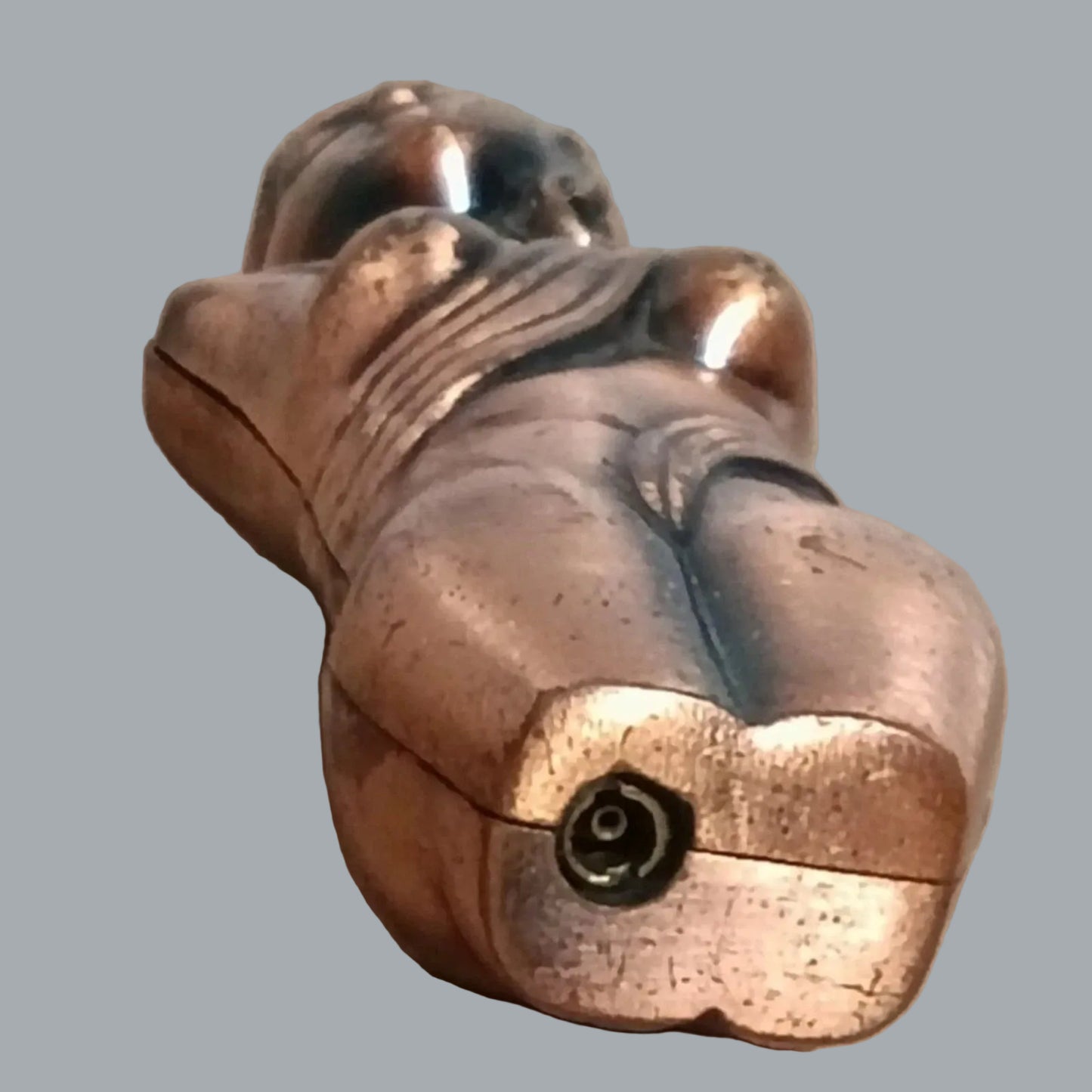 Vintage Nude Lady Butane Lighter 3in Copper Tone Art Deco Pin-Up