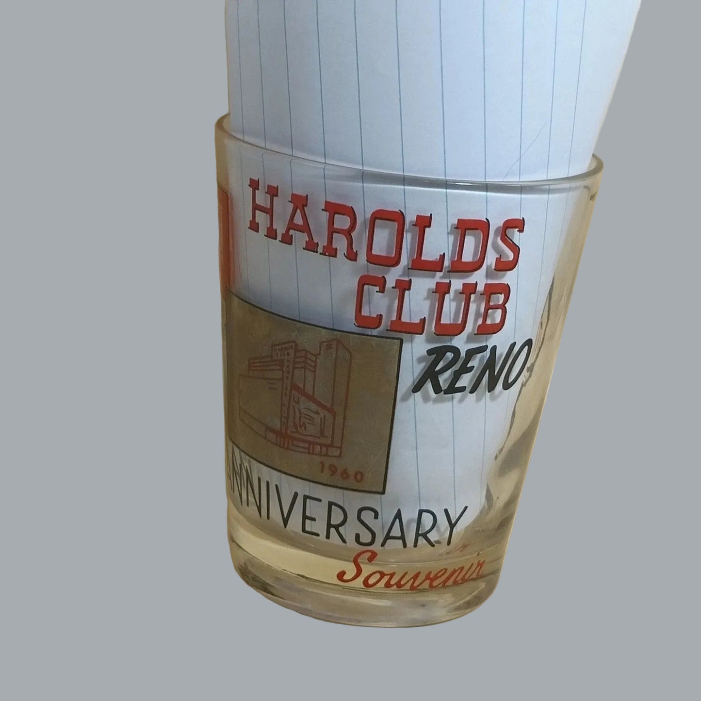 Harolds Club Reno 25th Anniversary 1960 Souvenir Glass “I Was There”