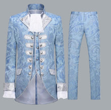 Load image into Gallery viewer, Men&#39;s Rococo Court Suit Light Blue Elegant 3PC Tailcoat Vest Pants Set 46-48
