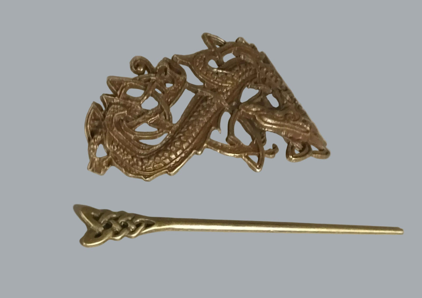 Celtic Dragon Hair Slide Barrette Ponytail Holder Ren Faire Viking