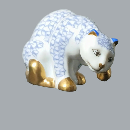 1988 Franklin Mint Curio Cabinet Cat “Herend Style” Porcelain Figurine