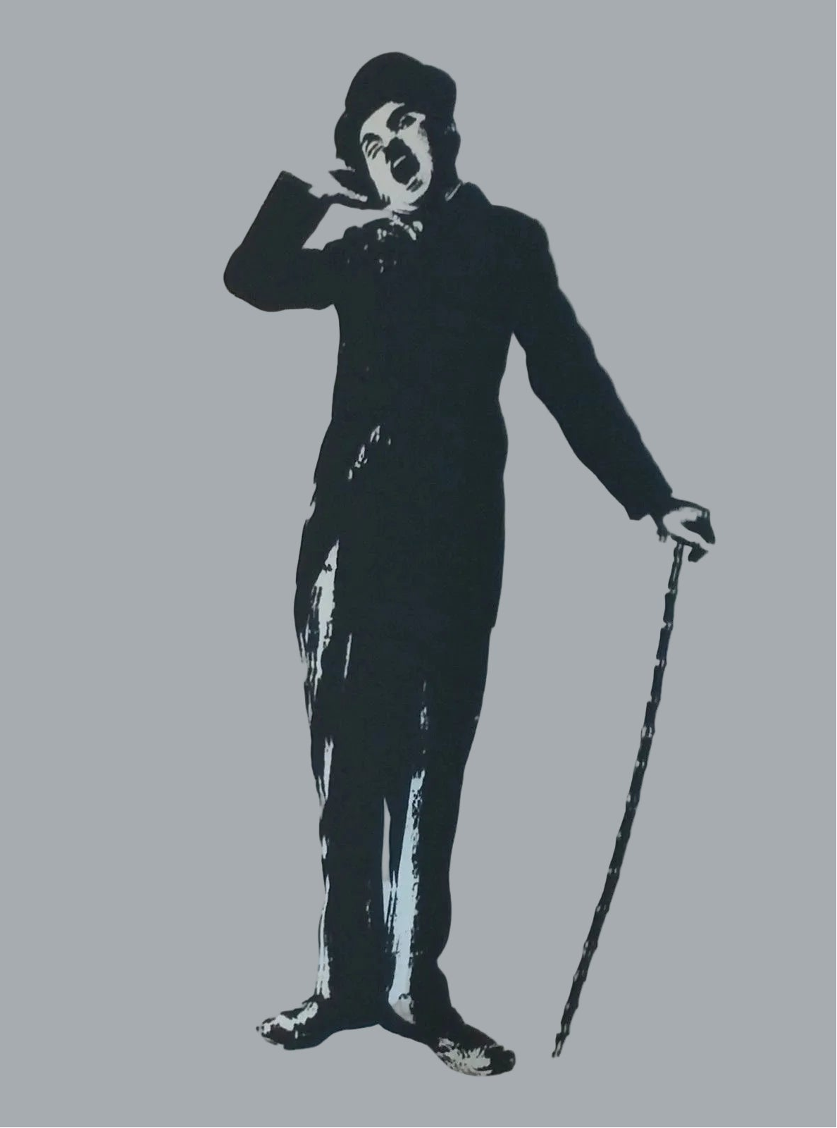 Vintage Charlie Chaplin Silhouette Mirror Wall Art Glass Plaque