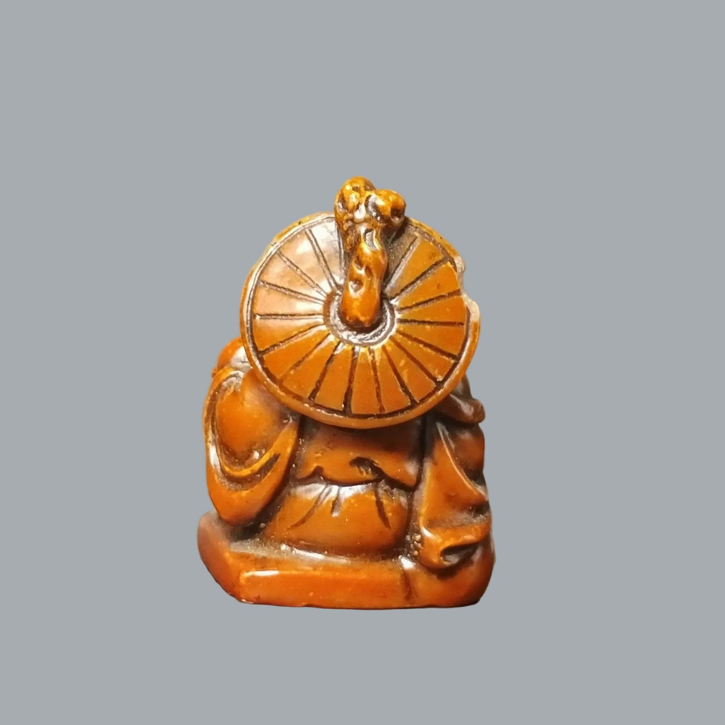Set 4 Laughing Buddha Figurines Resin Feng Shui Budai Statues 2" Sm Chip on Hat