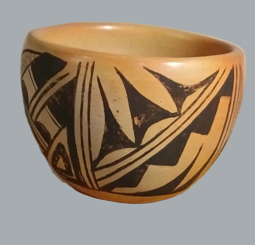 Signed E. Polleheco Southwest Pueblo Miniature Pottery Bowl 3"