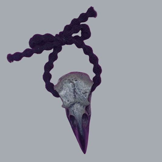Resin Crow Skull Shaped Oblong Black Hair Rope Viking Jewelry