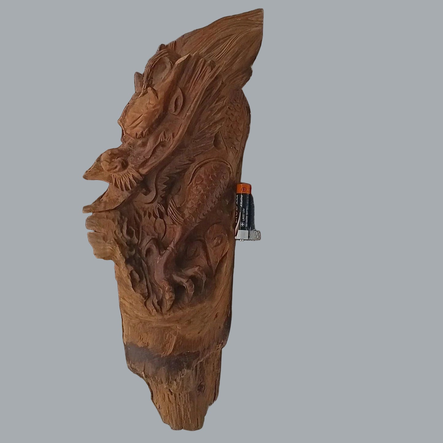 Vintage Hand Carved Wooden Dragon Wall Hanging Plaque Fantasy Art 13x5x2 in