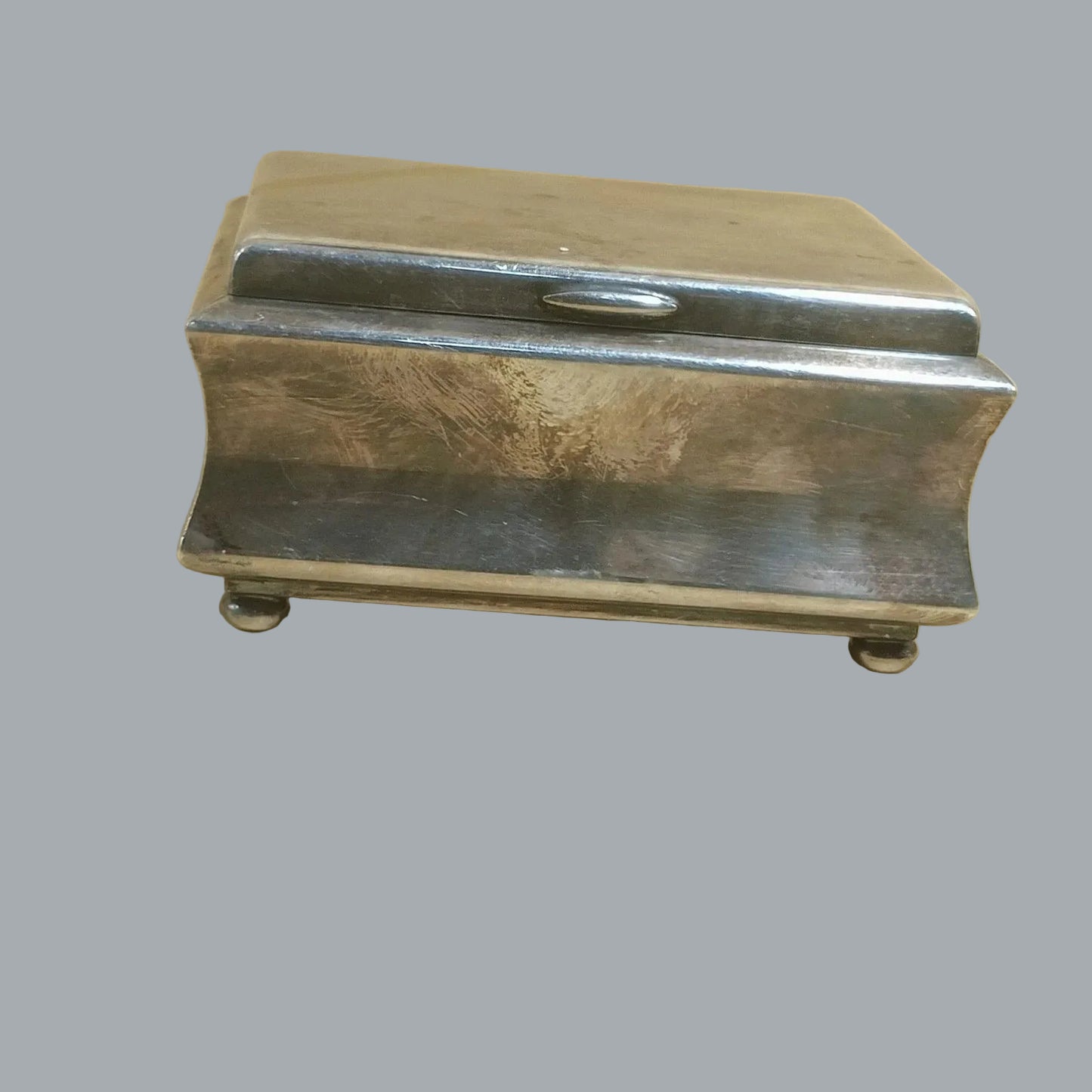 WMF Ikora Germany Silverplate Trinket Box w/ Wood Insert 4"x4"