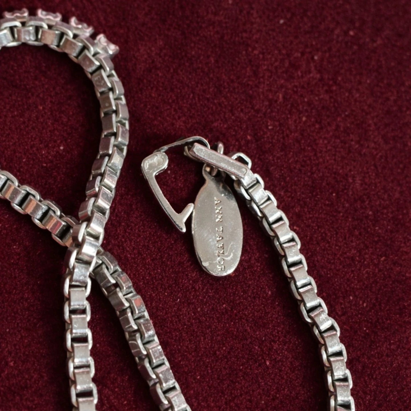 Ann Taylor 34" Silver Box Chain Necklace – Rhinestone Accent, Elegant Style