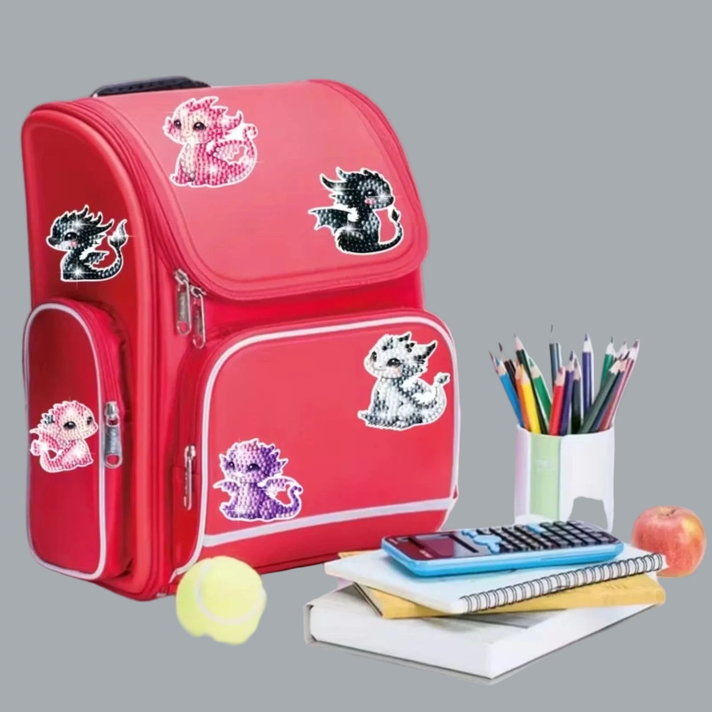 12pc 5D Diamond Painting Dragon Stickers Kit Round Beads DIY Craft