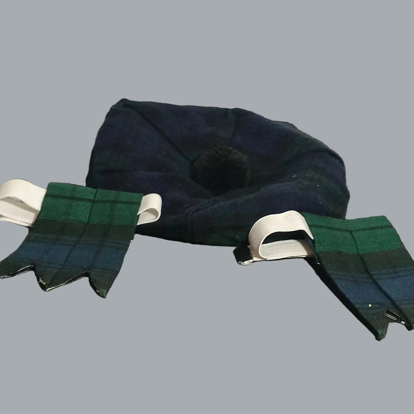 Black Watch Tartan Tam O’Shanter Hat + Kilt Hose Flashes Garter Set
