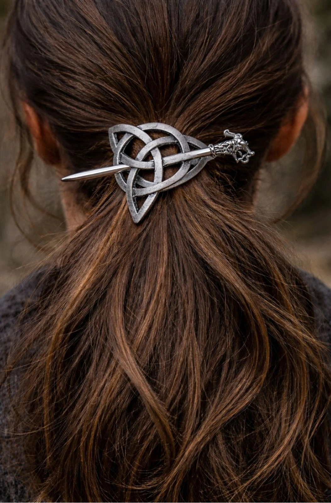 Celtic Knot Hair Slide Barrette Silver Tone 3x2 Renaissance Faire