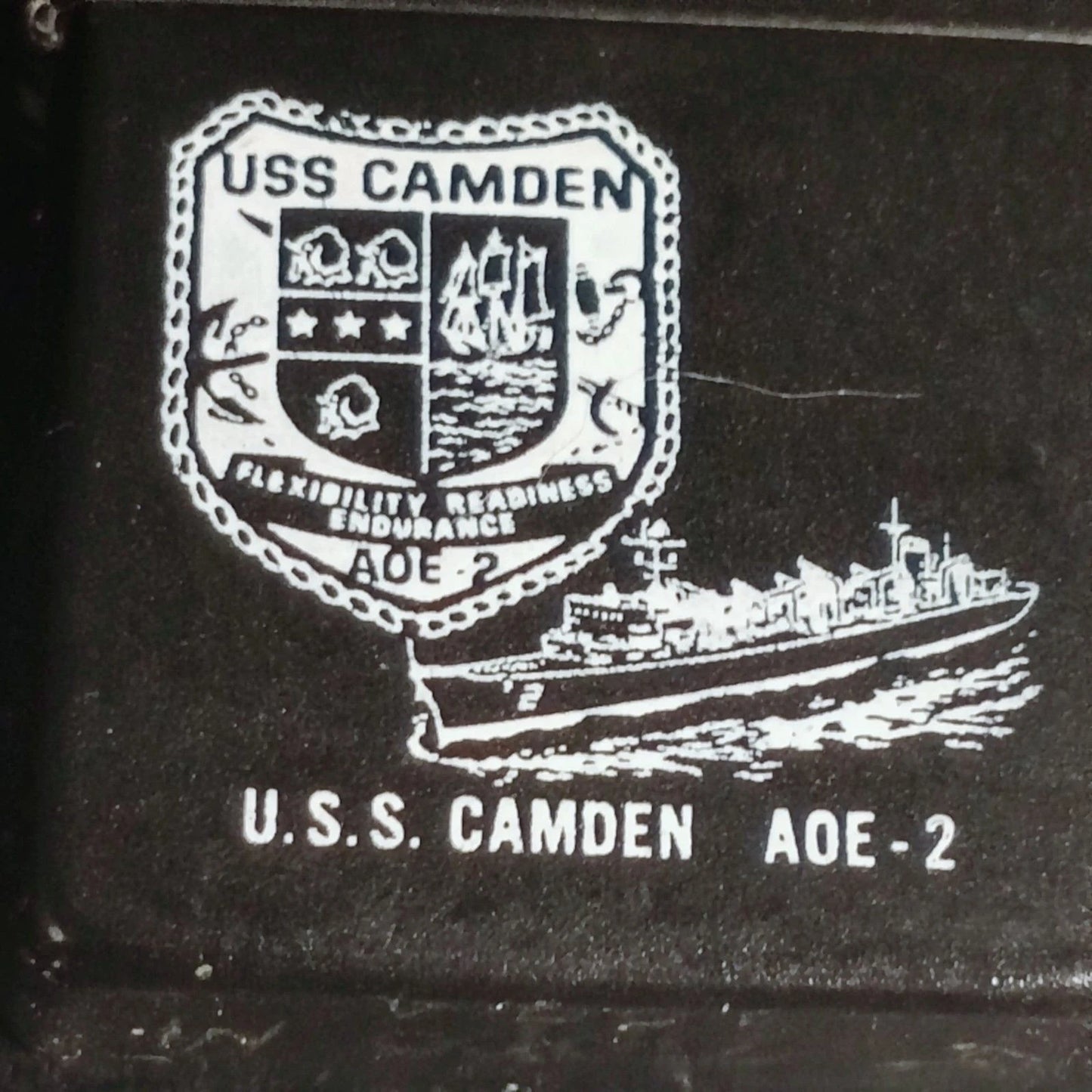 Zippo USS Camden AOE-2 Navy Lighter 1994 Black Matte USA Engraved
