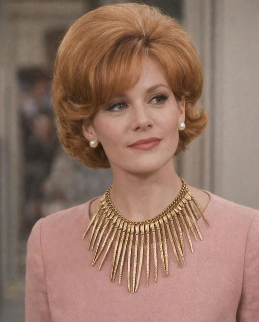 Vintage Corocraft Crown Q Gold Fringe Necklace Mid Century Statement