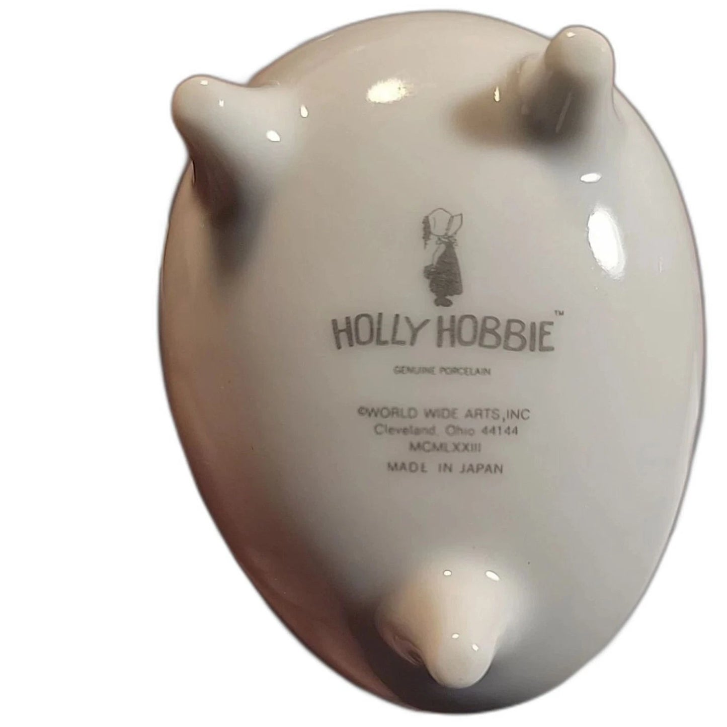 1973 Holly Hobbie WWA Japan Egg Trinket Box Put On A Happy Face