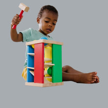 Load image into Gallery viewer, Pound &amp; Roll Wooden Tower Toy + Hammer Pound A Ball Educational Toddler 2+
