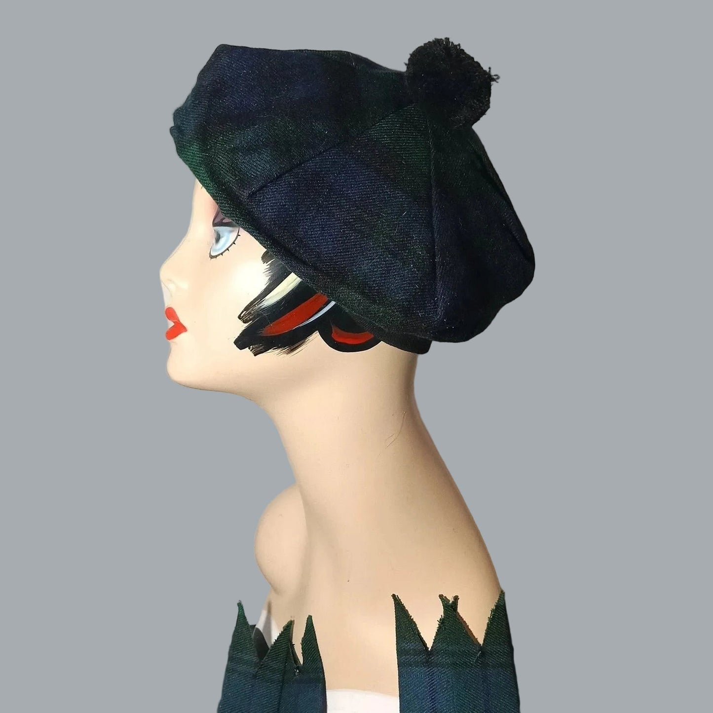 Black Watch Tartan Tam O’Shanter Hat + Kilt Hose Flashes Garter Set