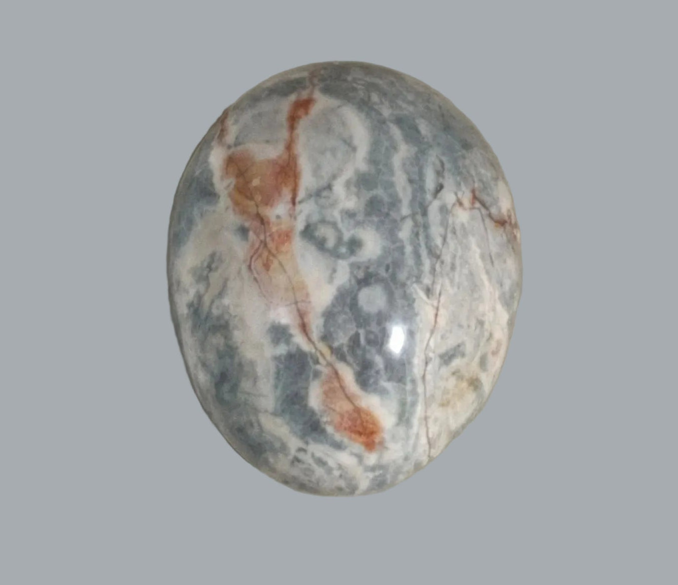 3" Polished Natural Stone Egg Gray White Red Stone