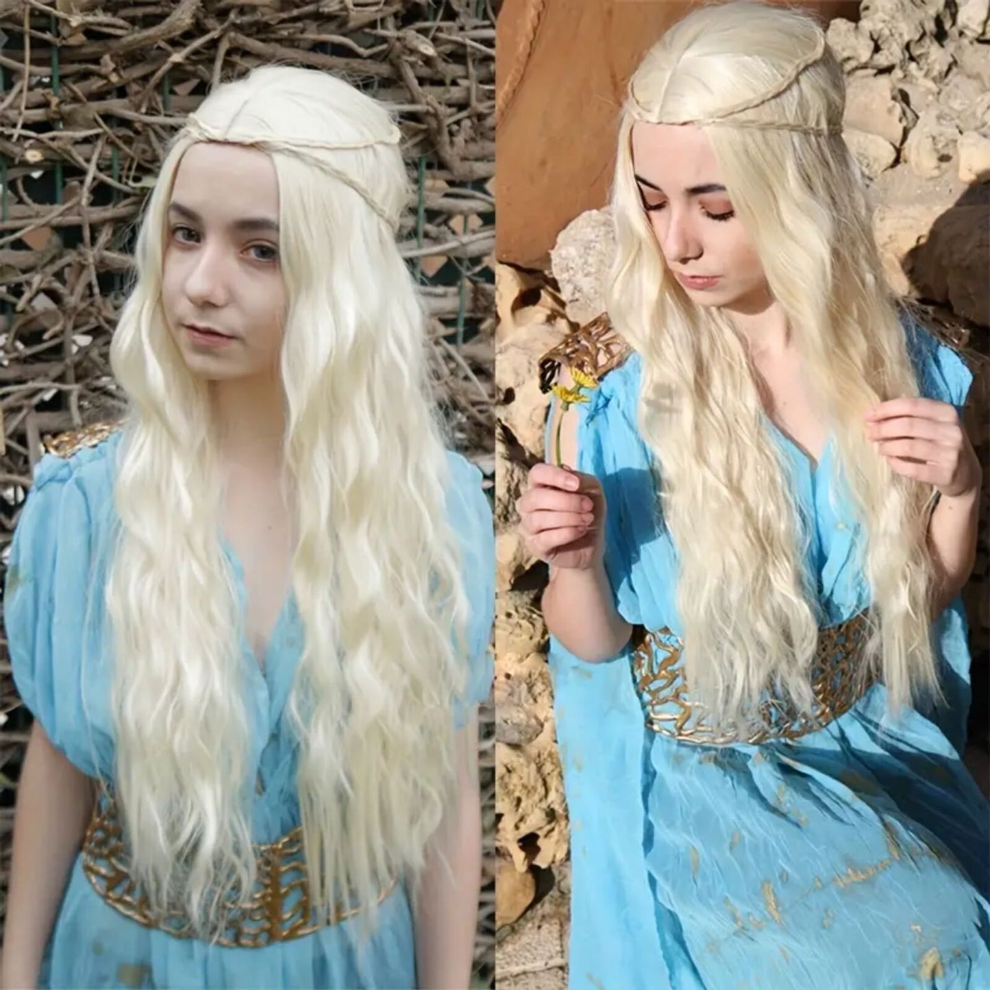 Blonde Long Wig Synthetic Anime Movie Cosplay Golden Hair length 26"