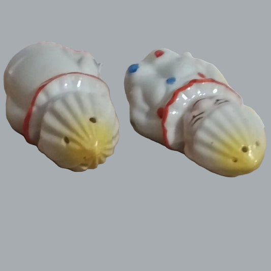 Vintage Japan Mini Clown Salt Pepper Shakers Hand Painted Pair