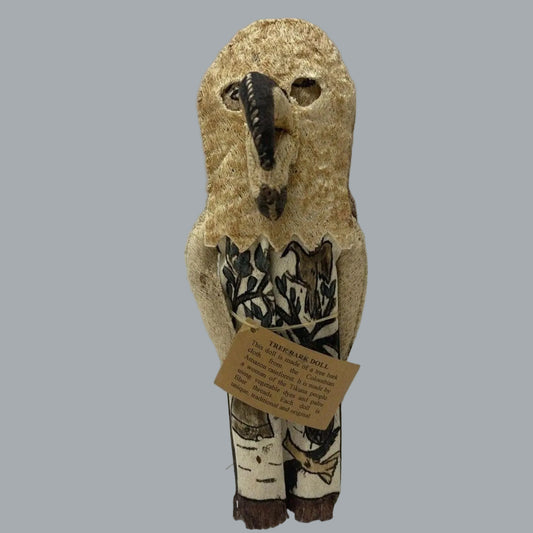 Vintage Tikuna Tree Bark Cloth Doll Colombian Amazon Folk Art Imports Chibcha