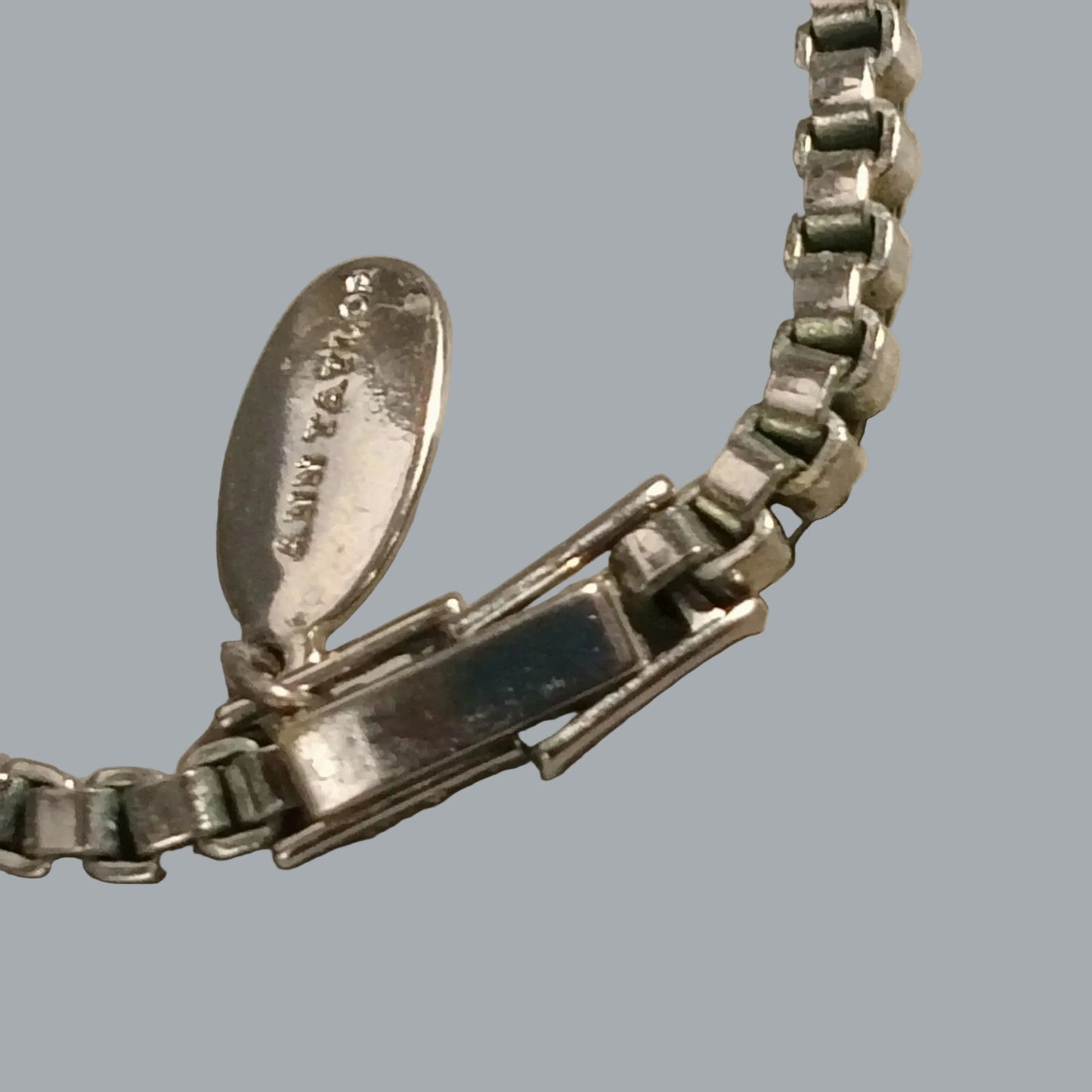 Ann Taylor 34" Silver Box Chain Necklace – Rhinestone Accent, Elegant Style