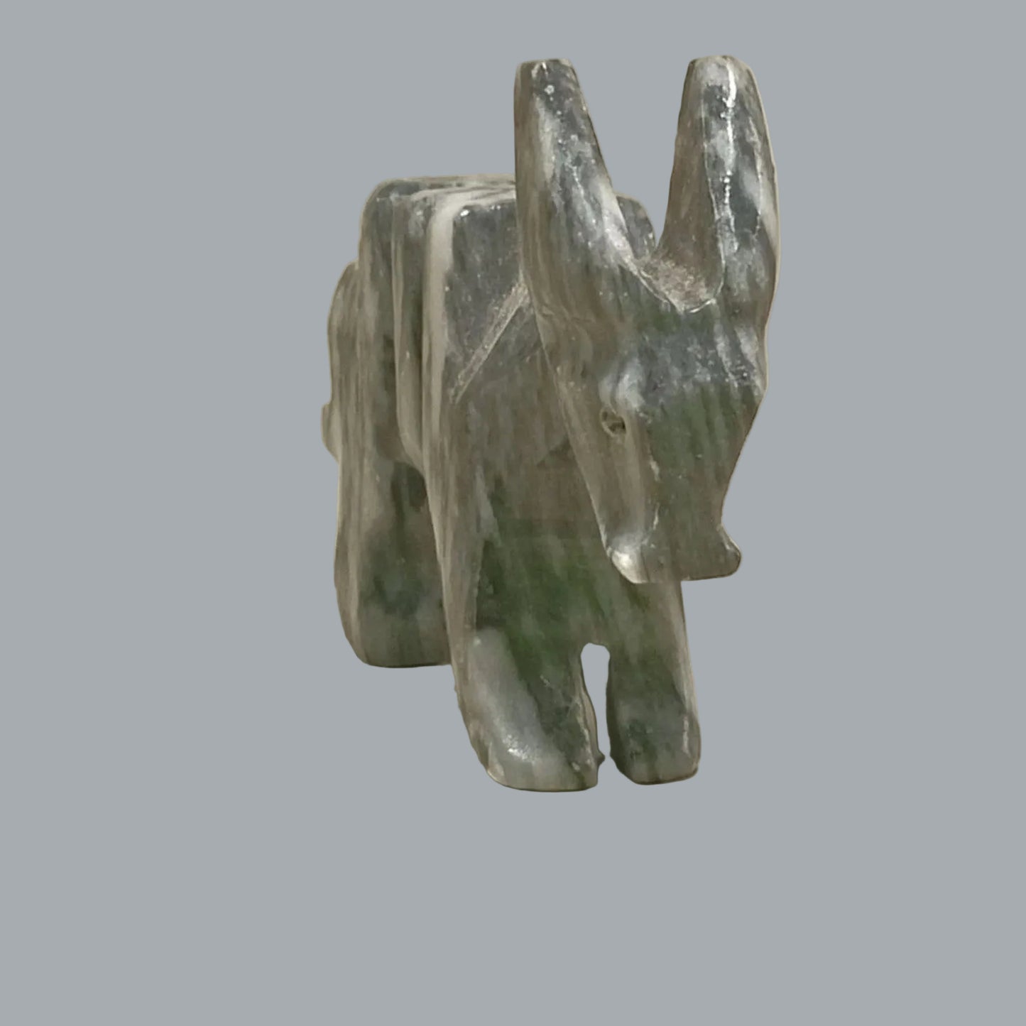 Vintage Hand Carved Stone Donkey Figurines Pair Gray & White