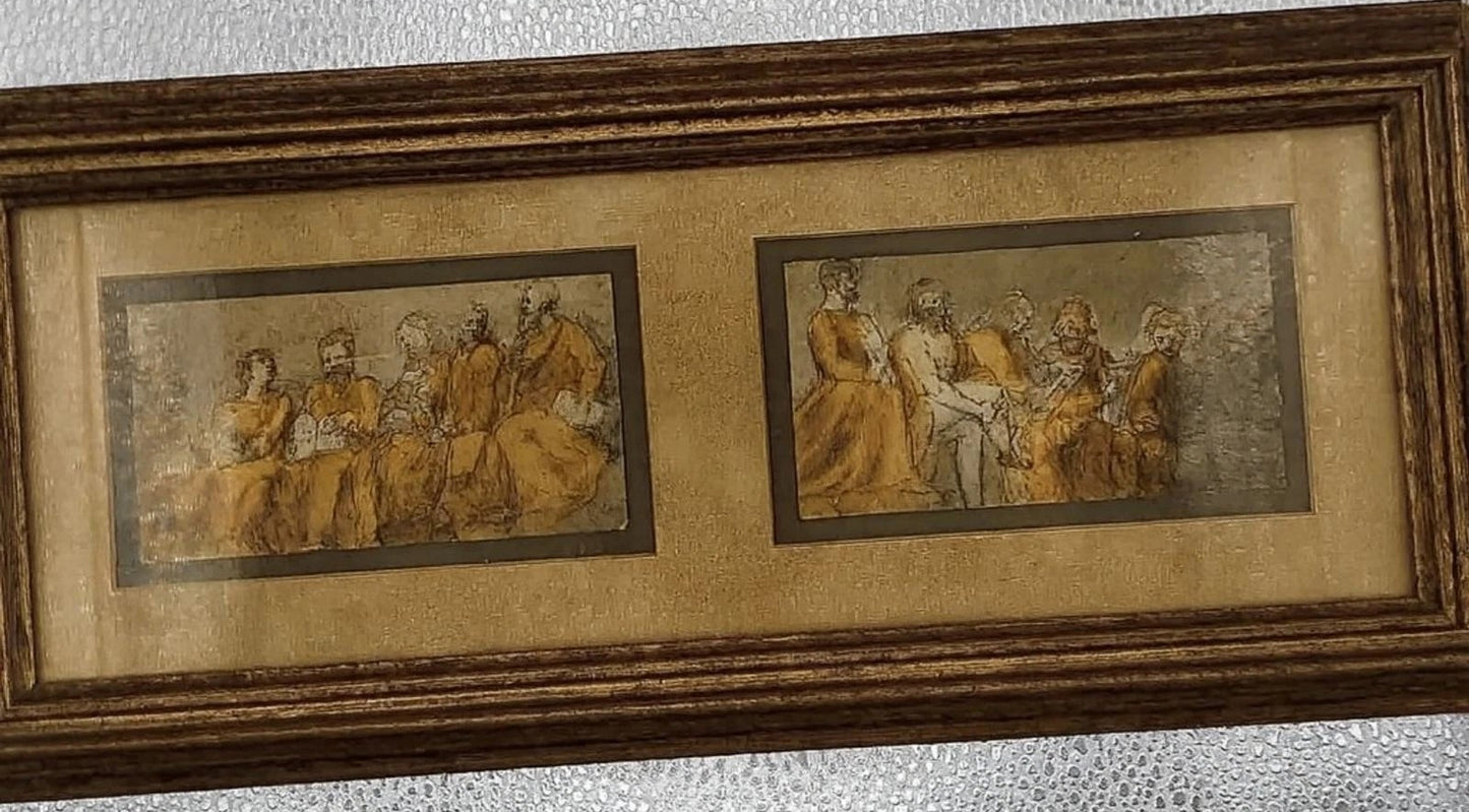 Vintage Sahadi Interiors Framed Double Print Wall Art 14x7 Toledo Ohio