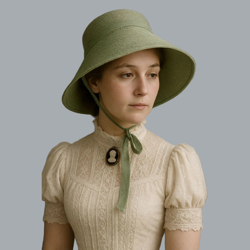 Foldable Wide-Brim Sun Hat w/ Drawstring – Civil War Victorian Reenactment Hats
