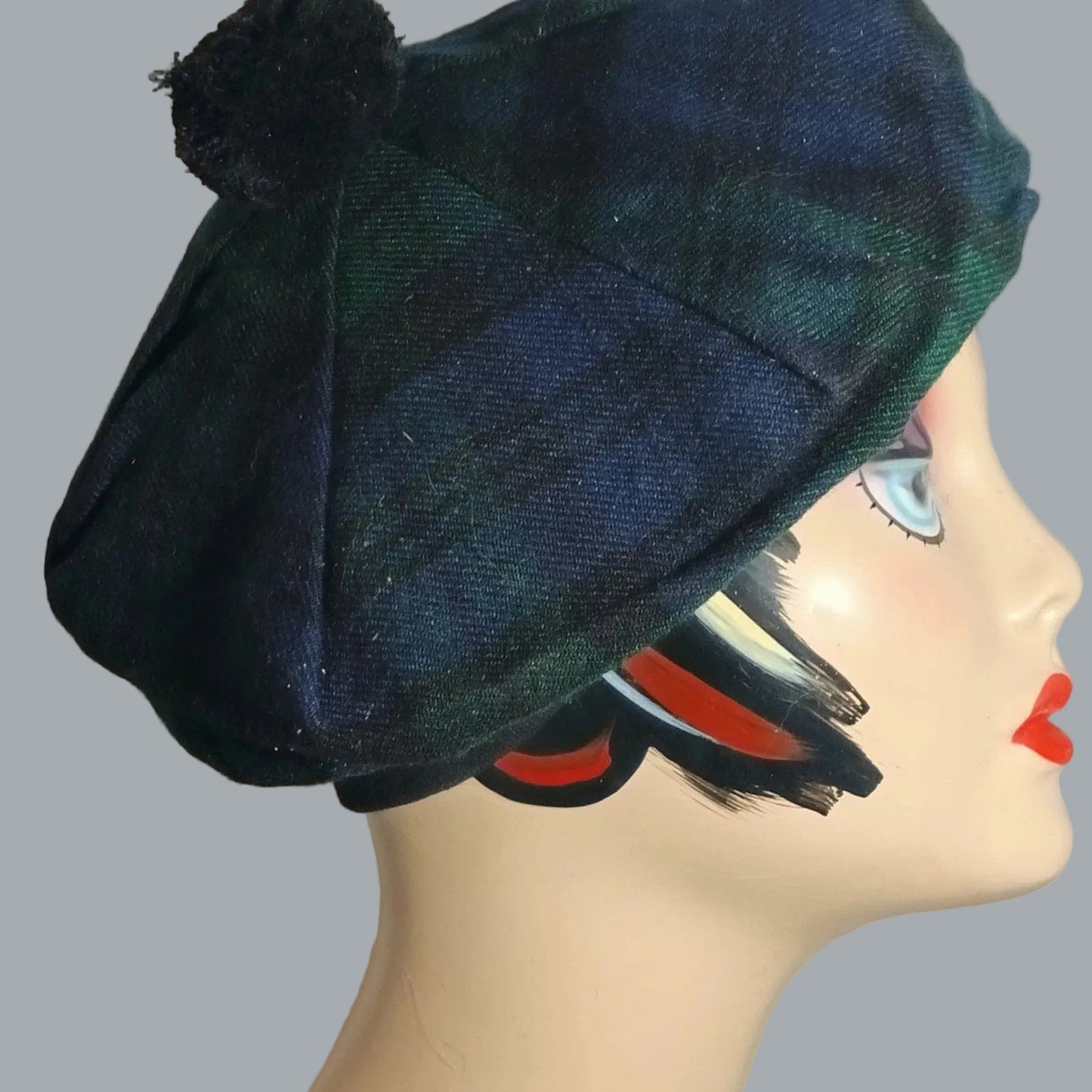 Black Watch Tartan Tam O’Shanter Hat + Kilt Hose Flashes Garter Set