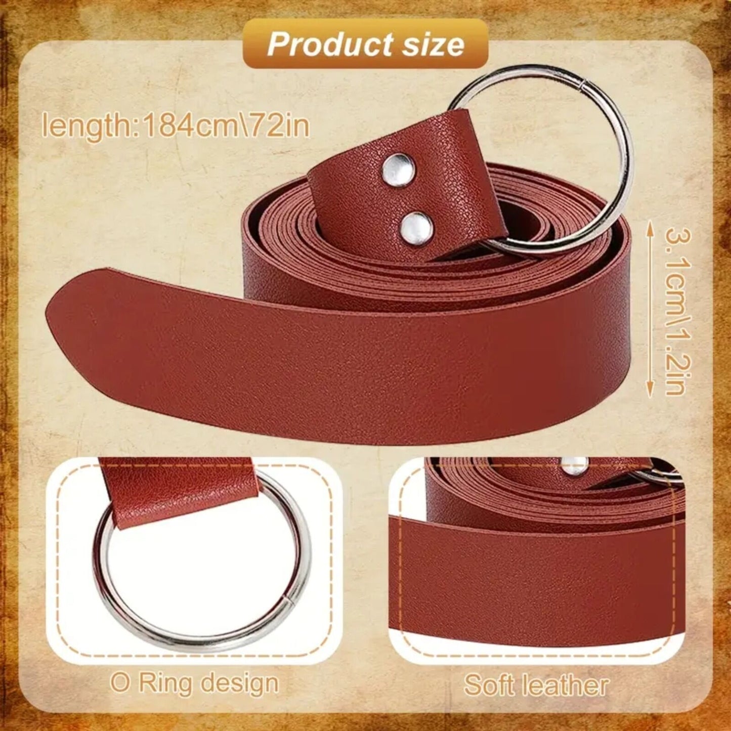 Medieval Knight Belt & Wizard Potion Glass Medieval Faux Leather Belt With Loop