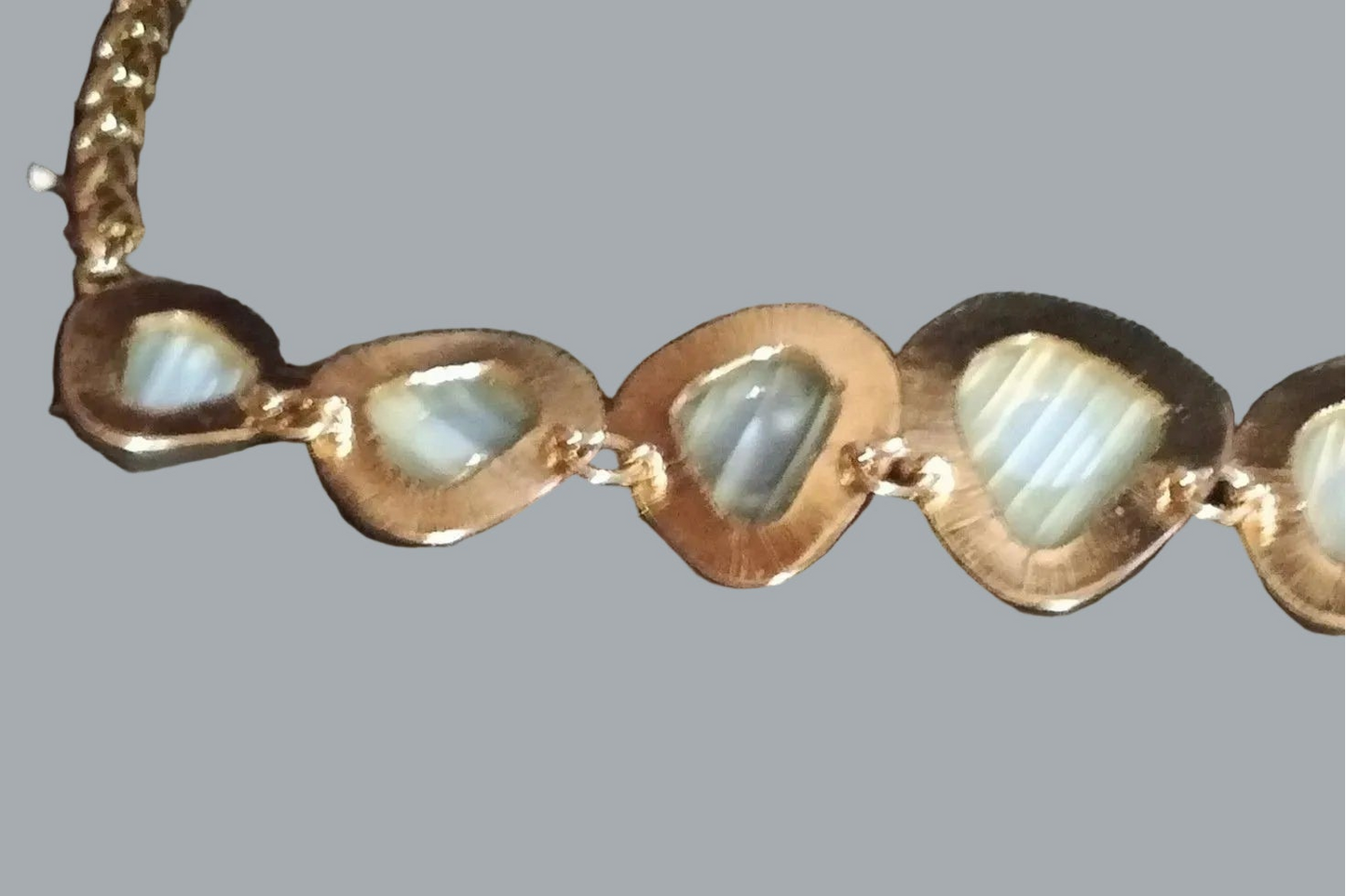 Banana Republic Gray Agate Statement Bib Necklace Gold Tone