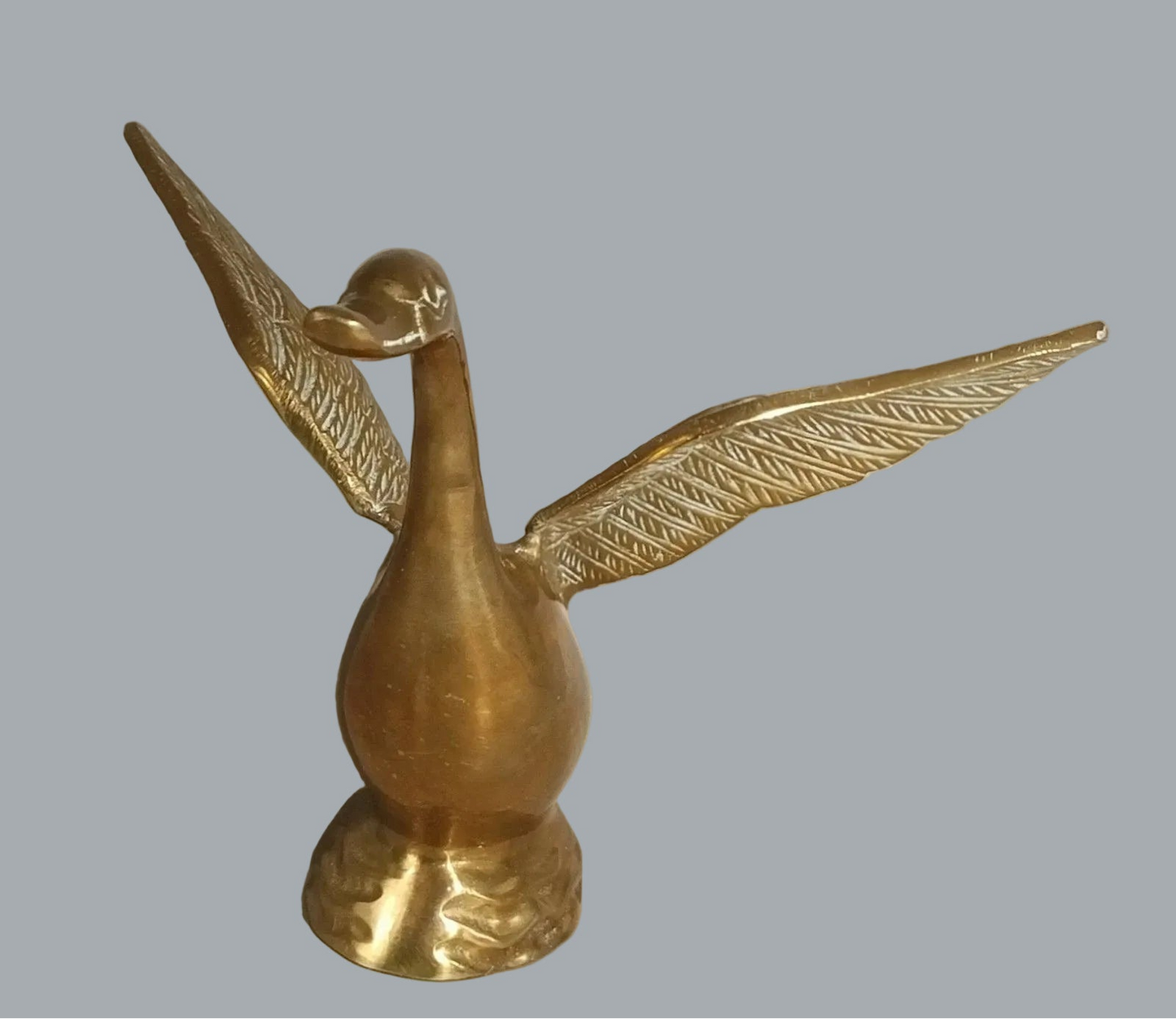 Vintage Brass Flying Goose Figurine 6.5" Made in India
