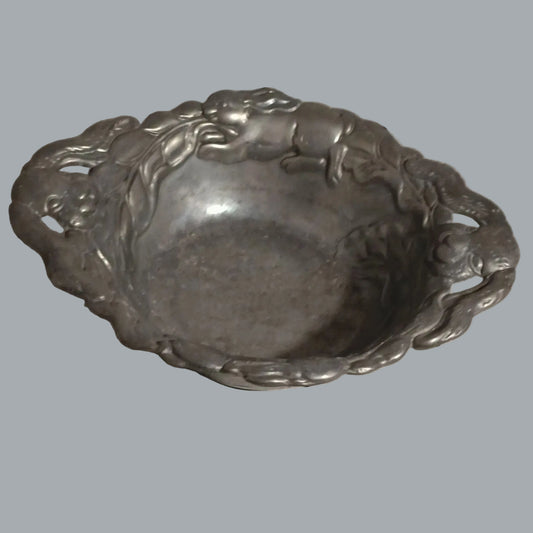 Arthur Court 2001 Bunny Rabbit 7" Aluminum Serving Bowl Easter Decor