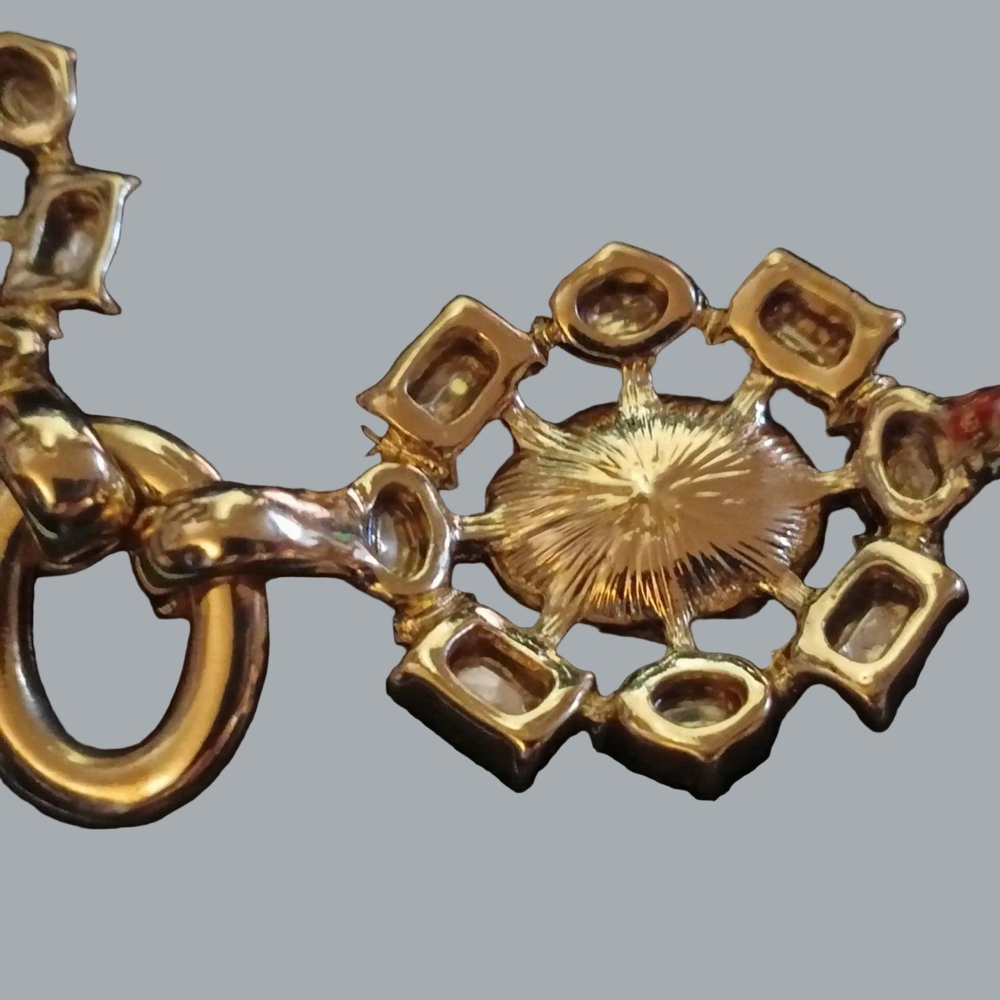 Banana Republic Gold Tone Navy Yellow Crystal Statement Necklace BR