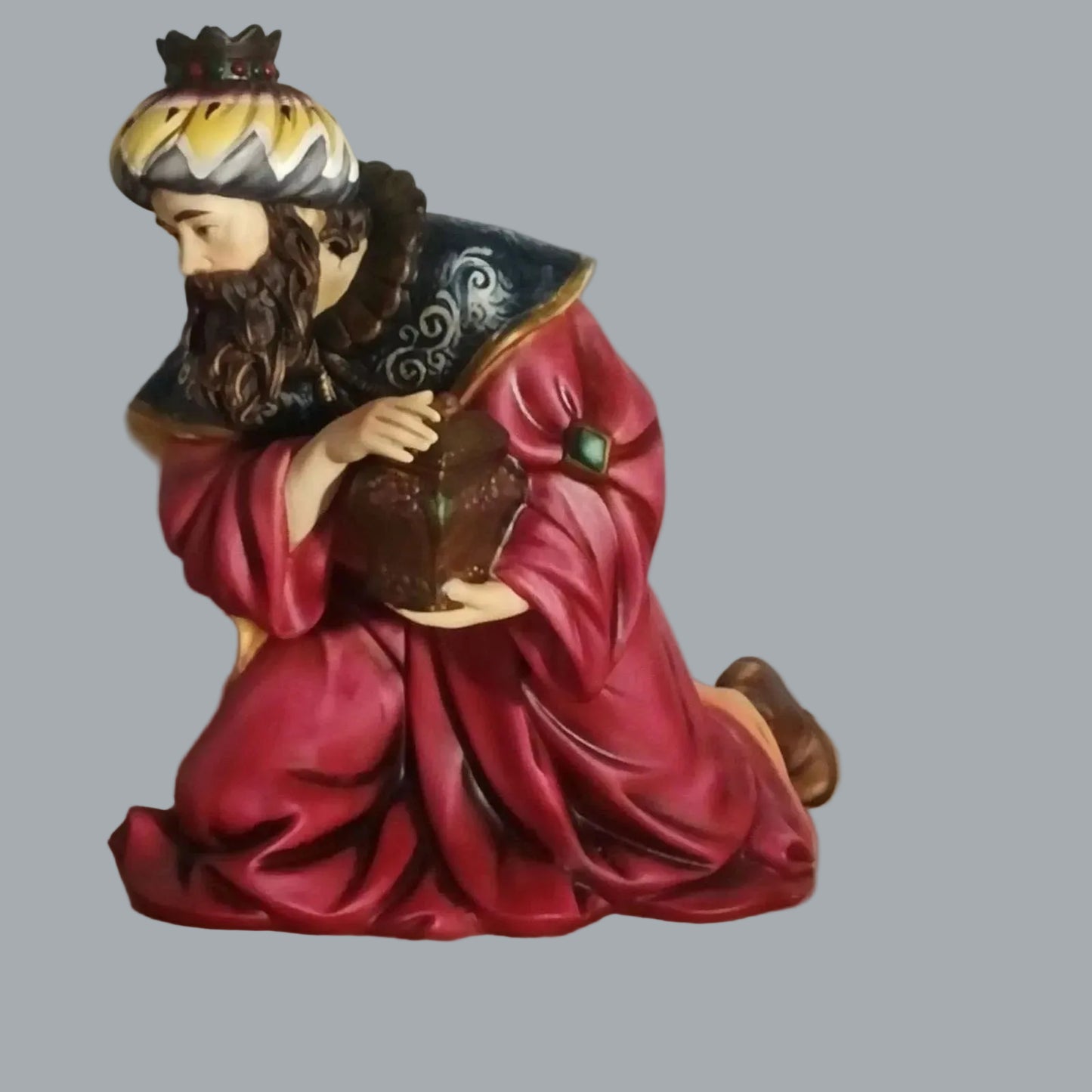 2002 Grandeur Noel Kneeling Wise Man King Nativity Figurine 8" Painted