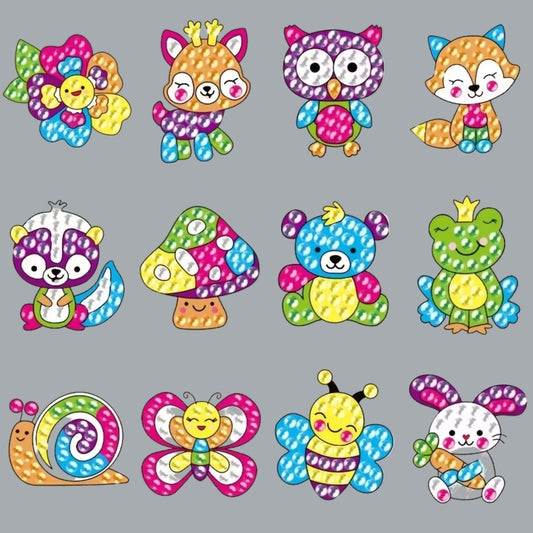12-Pack 5MM Diamond Painting Stickers | Laser Plant & Animal Designs