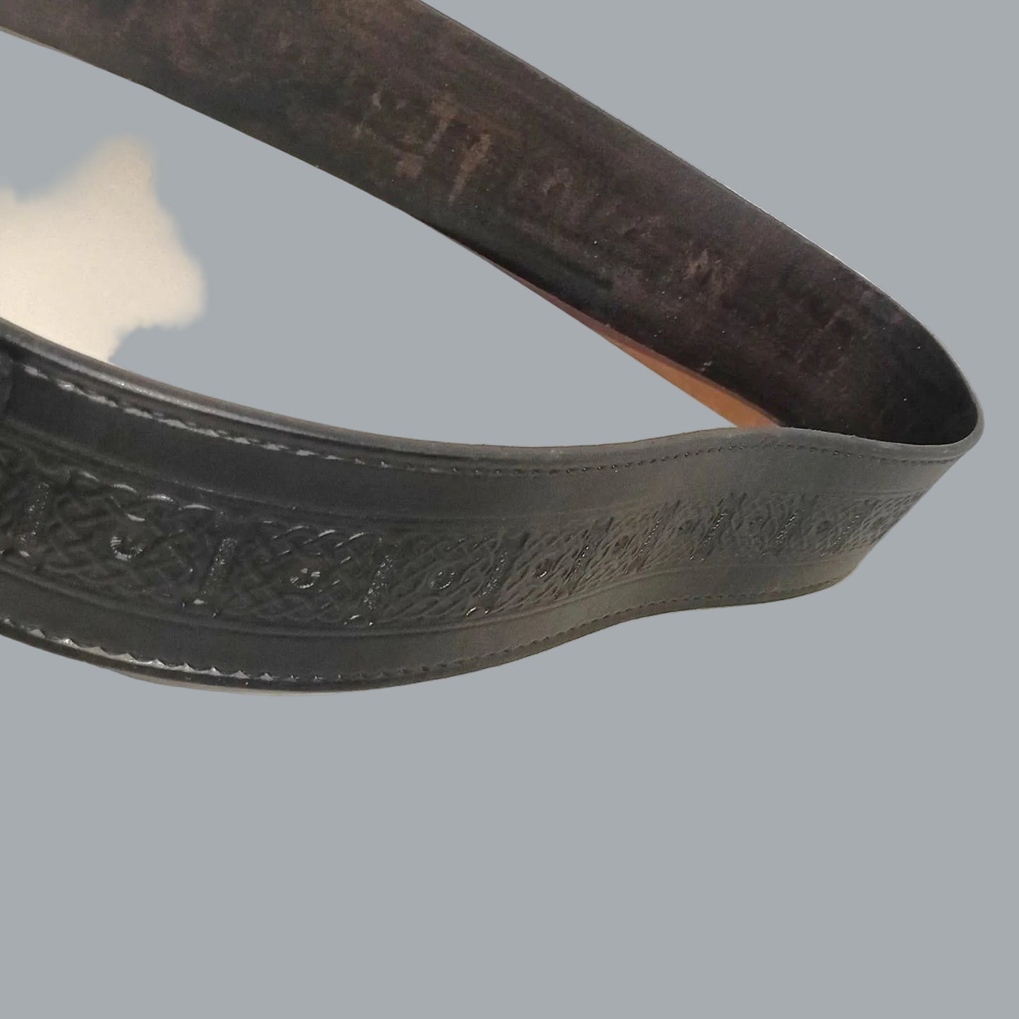 Holy Heck USA Full Grain Leather Double Buckle Kilt Belt 2.5" Celtic 39-44"waist