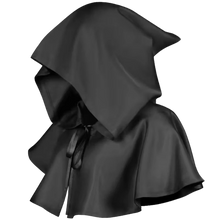 Load image into Gallery viewer, Black Satin Hooded Face Covering Shawl – Large Size Gothic Costume Cloak
