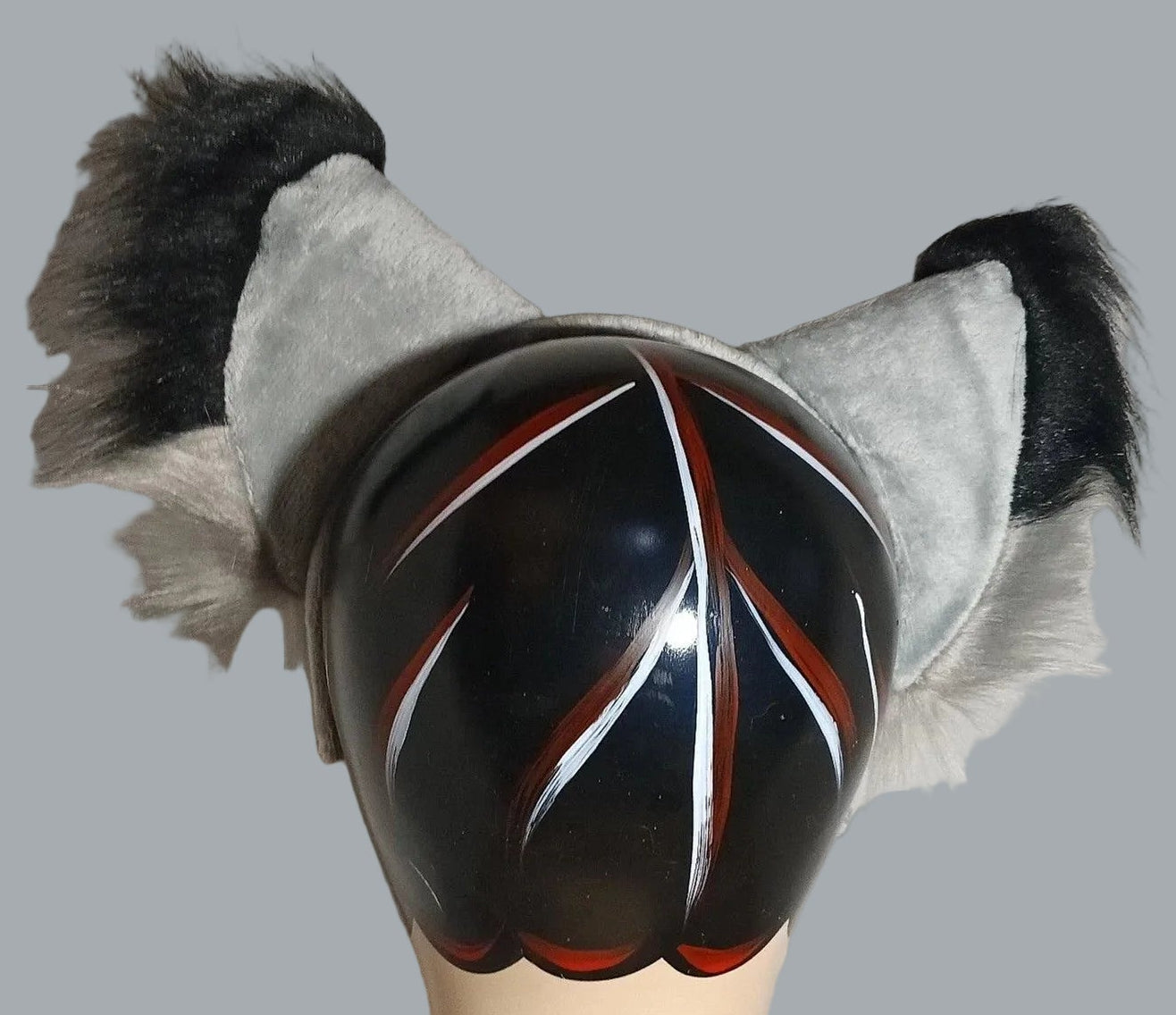 Gray Black Furry Fox Ears Headband Earmuffs Cosplay Costume Accessory
