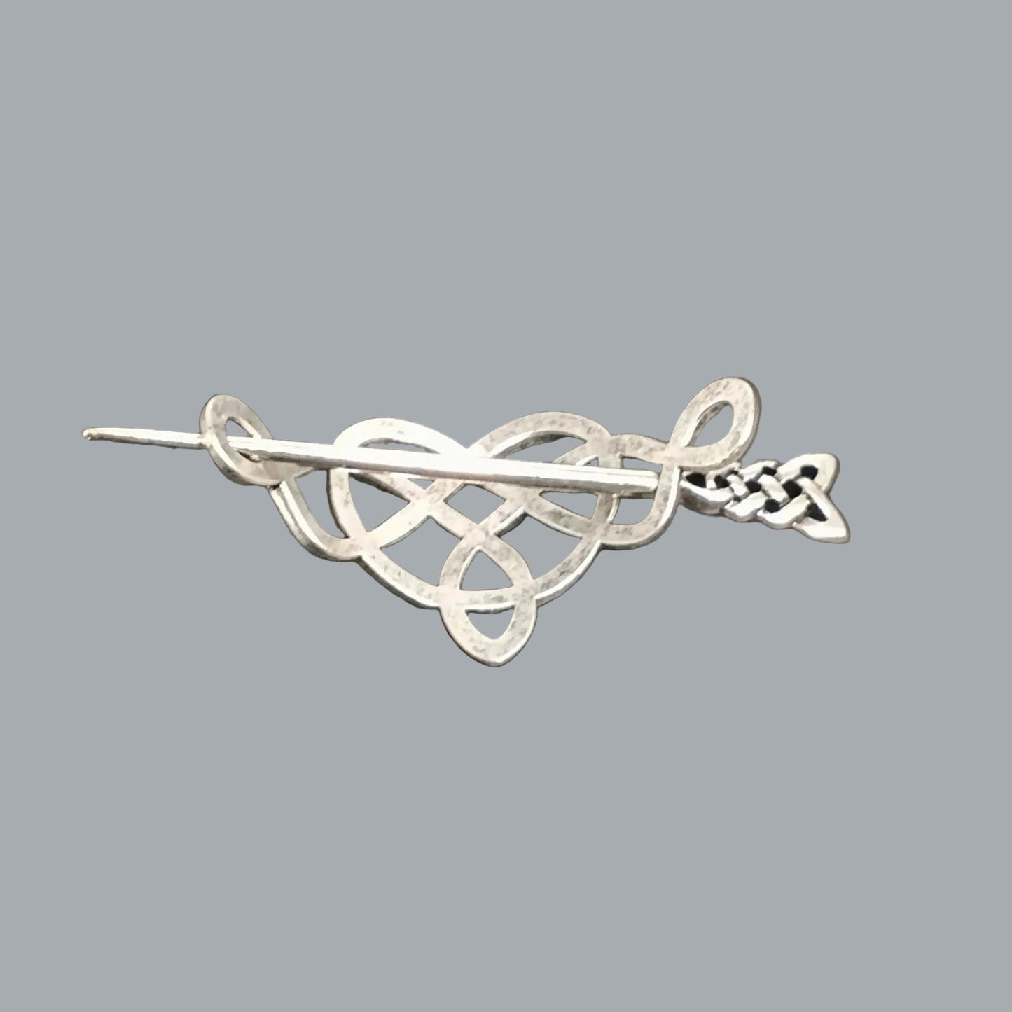 Celtic Knot Hair Barrette Silver Tone Slide Pin 4” Bun Holder Clip