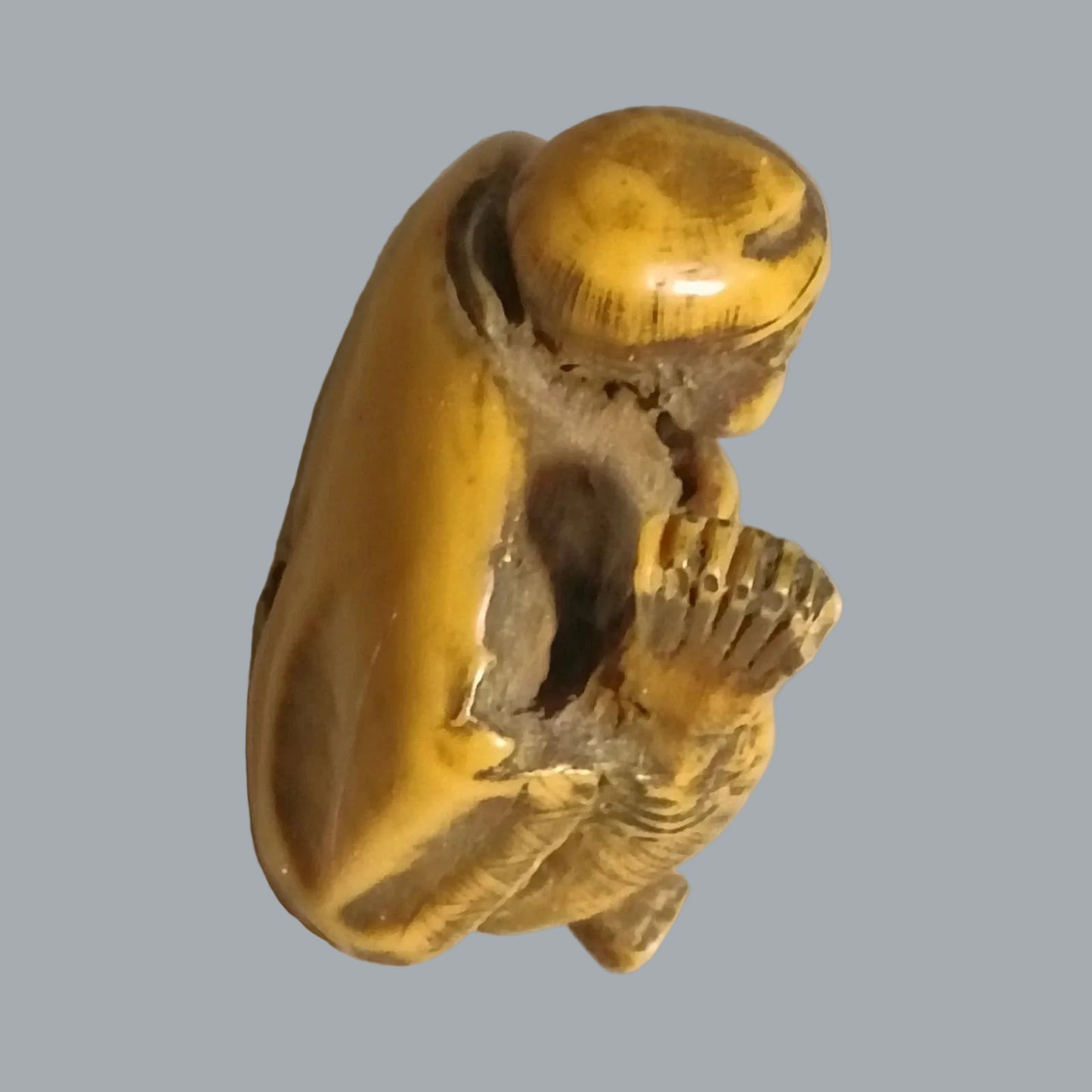 Vintage Asian Netsuke Style Double Face Elder Miniature 1.5"