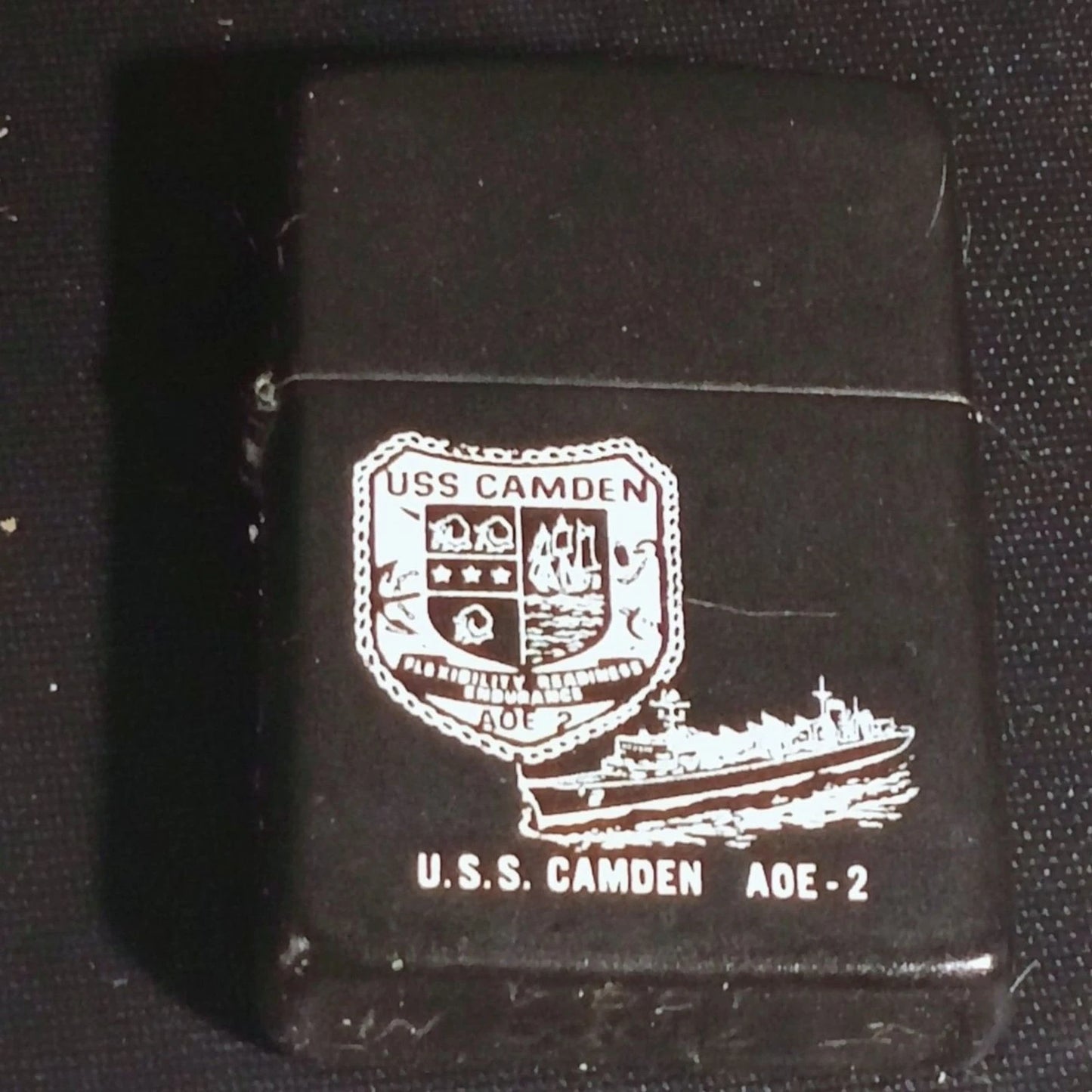 Zippo USS Camden AOE-2 Navy Lighter 1994 Black Matte USA Engraved