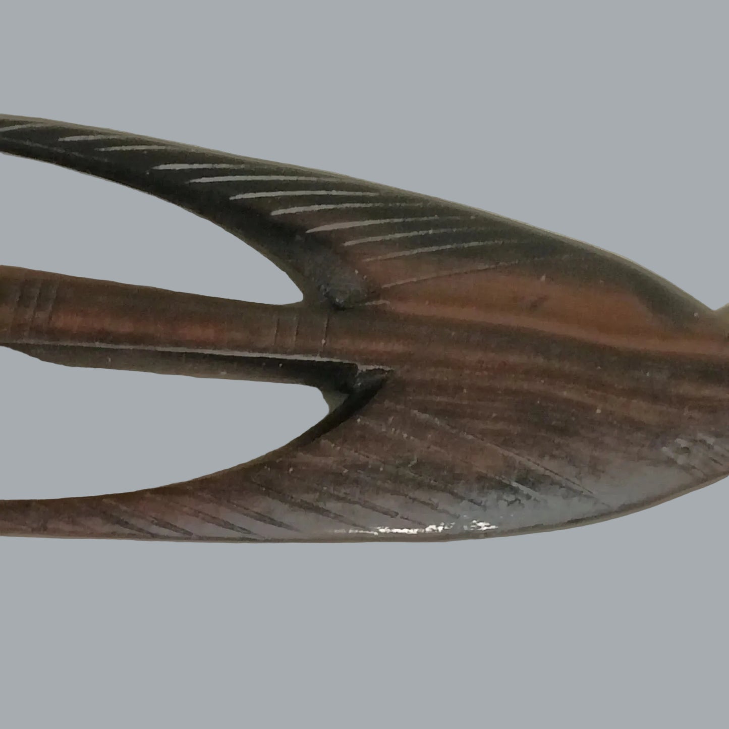 Carved Wooden 7” Bird Hair Comb Pick Tribal Folk Art Style