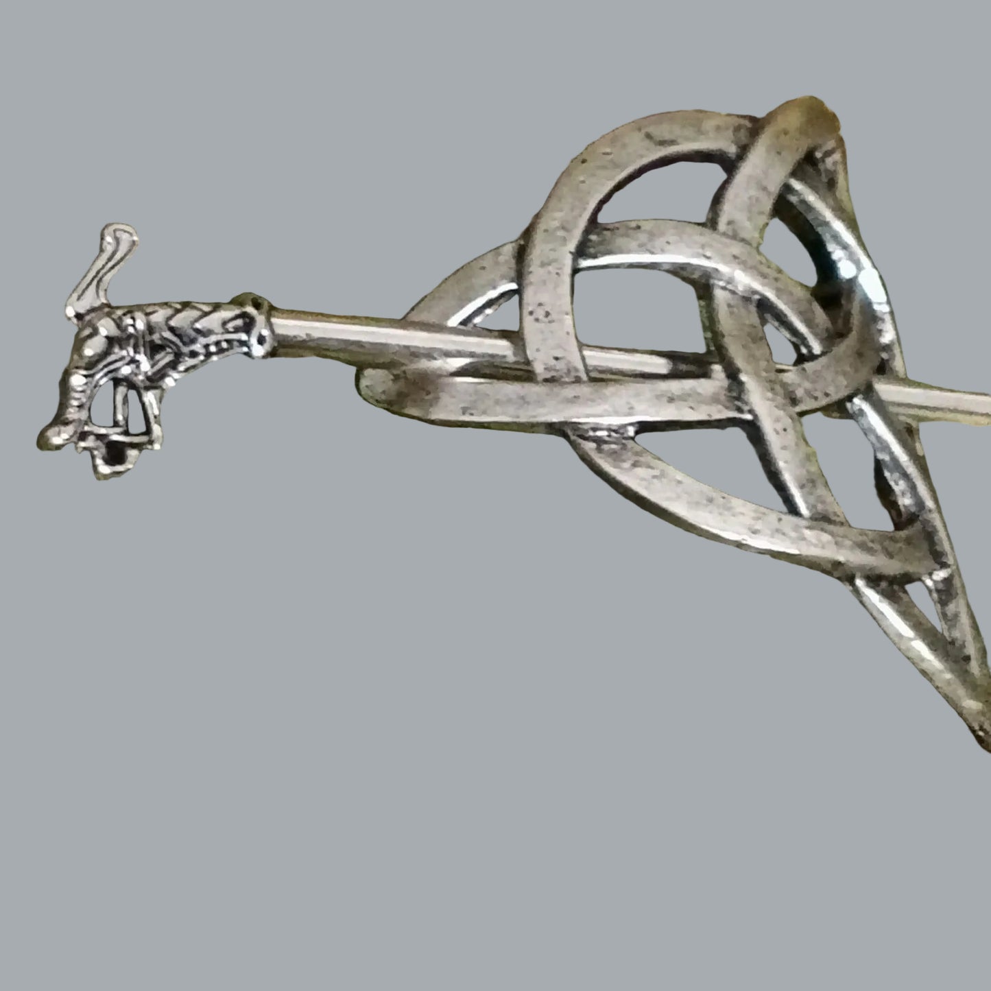 Celtic Knot Hair Slide Barrette Silver Tone 3x2 Renaissance Faire