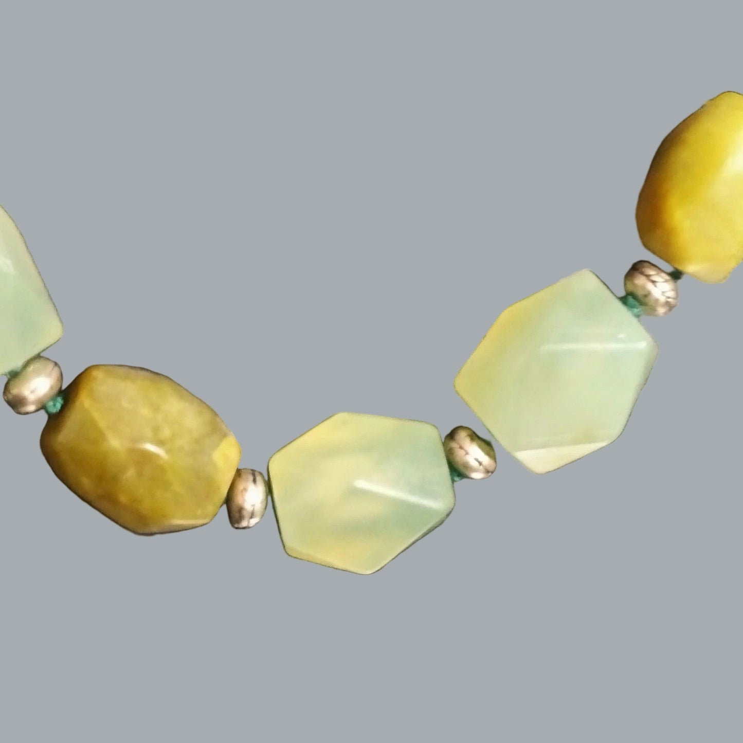 Sigrid Olsen Chunky Green Stone Necklace Toggle Clasp Boho Artisan Jewelry 18"