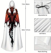 Load image into Gallery viewer, Dragon Cape Adjustable Hooded cloak Red/Black Dragon Wings Lightweight Fabric

