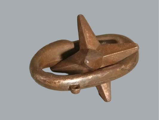 Vintage Cast Metal Ring & Star Puzzle Brain Teaser Made in Taiwan