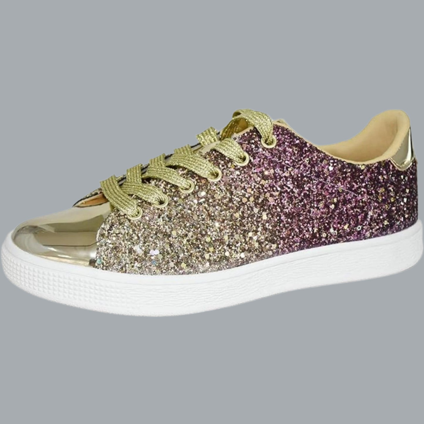 Glitter Sneakers Lace up Fashion Sneakers Sparkly Women Shoes 10 B(M) US Gold
