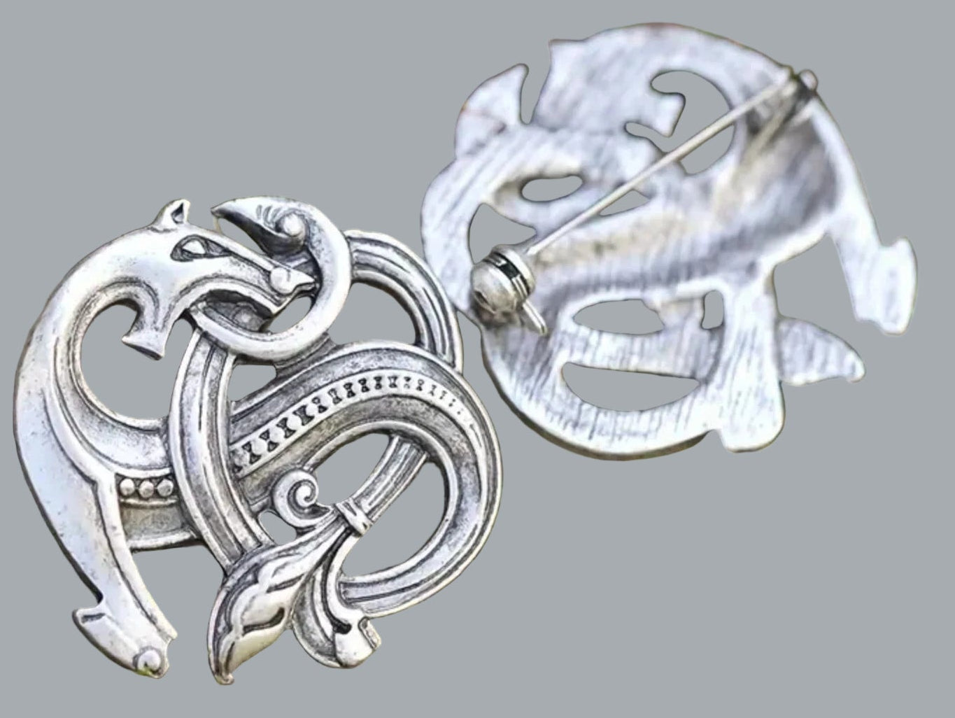 Vintage Viking Dragon Brooch Amulet Pattern With Holiday Jewelry Gift