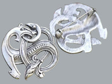 Load image into Gallery viewer, Vintage Viking Dragon Brooch Amulet Pattern With Holiday Jewelry Gift
